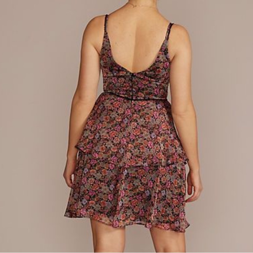 NWT New David’s Bridal DB Floral Printed Tiered Ruffle Party Dress 2 - Picture 3 of 4